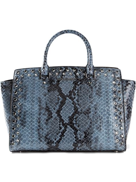 michael kors snakeskin purse blue|Michael Kors snakeskin handbag.